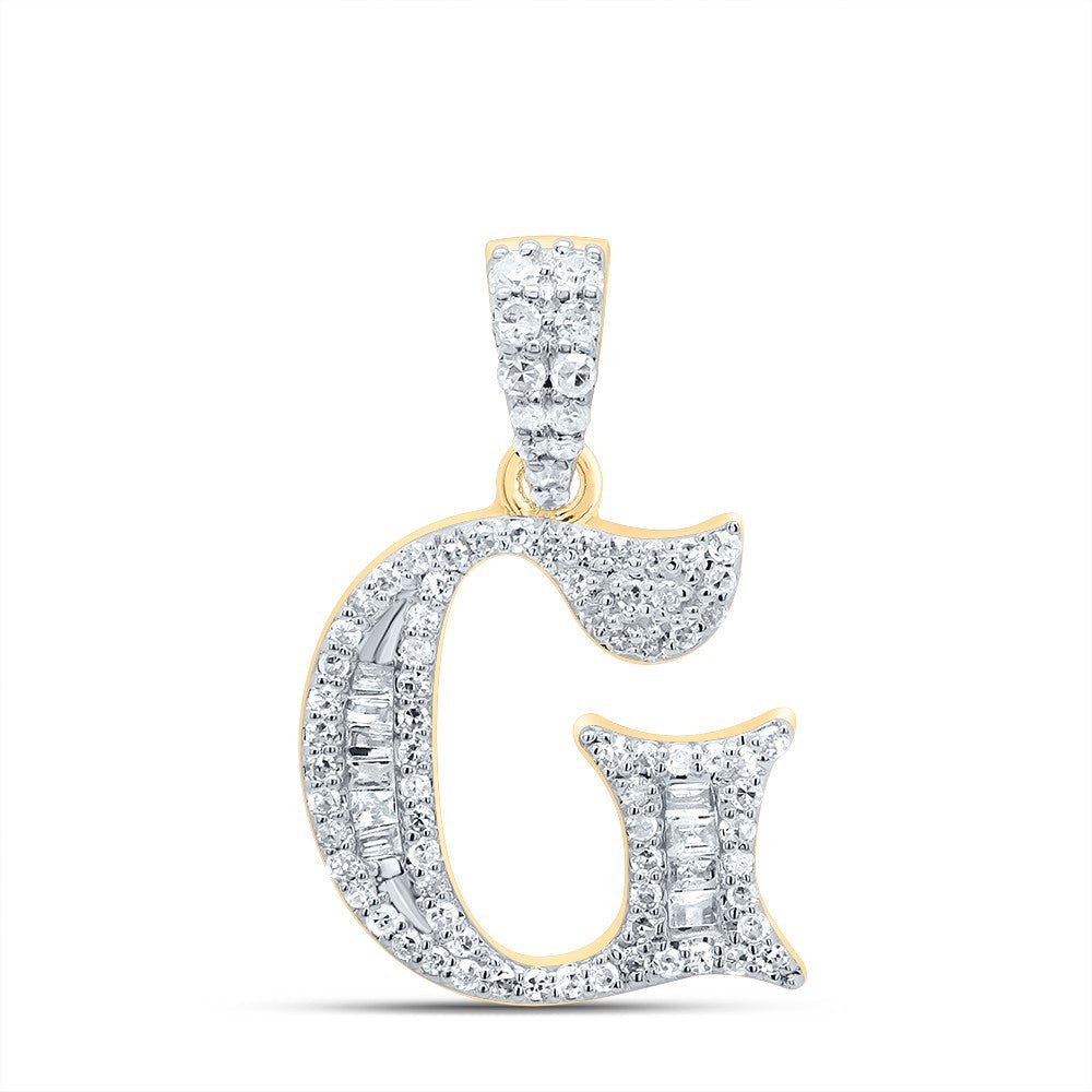 10k Yellow Gold 1.72g 0.27CTW Natural Diamond Initial "G" Pendant Baguette Charm - Elite Jewelers - Charms & Pendants