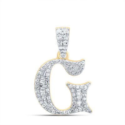 10k Yellow Gold 1.72g 0.27CTW Natural Diamond Initial "G" Pendant Baguette Charm - Elite Jewelers - Charms & Pendants