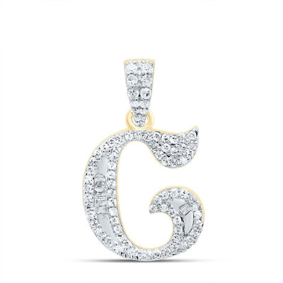 10k Yellow Gold 1.73g 0.24CTW Natural Diamond Initial "C" Baguette Pendant Charm - Elite Jewelers - Charms & Pendants