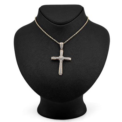 10K Yellow Gold 1.75CT Natural Diamond Cross Religious Charm Men Women Pendant 2.4" - Elite Jewelers - Charms & Pendants