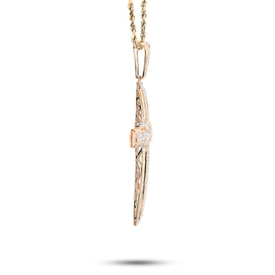 10K Yellow Gold 1.75CT Natural Diamond Cross Religious Charm Men Women Pendant 2.4" - Elite Jewelers - Charms & Pendants