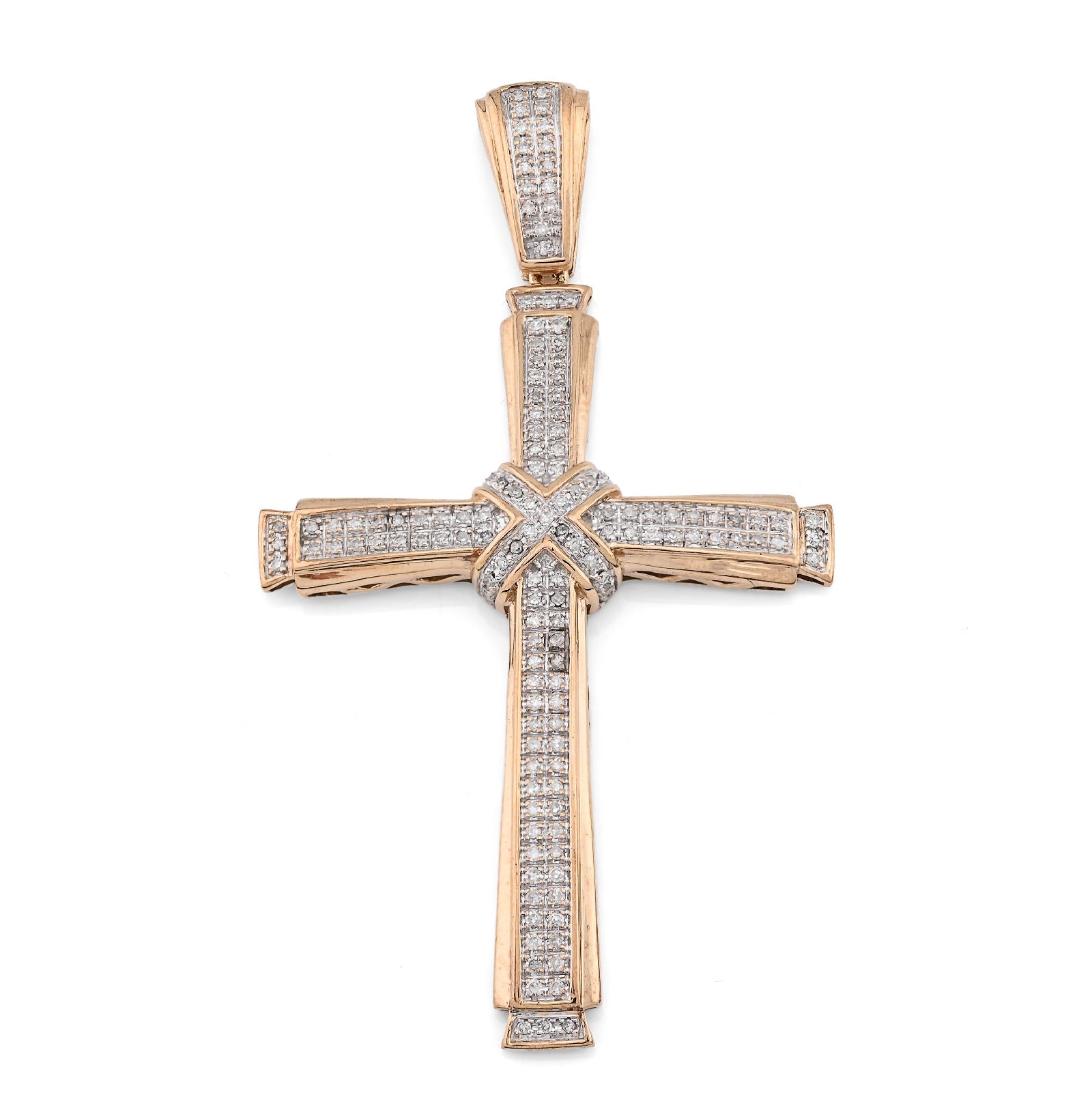 10K Yellow Gold 1.75CT Natural Diamond Cross Religious Charm Men Women Pendant 2.4" - Elite Jewelers - Charms & Pendants