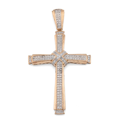 10K Yellow Gold 1.75CT Natural Diamond Cross Religious Charm Men Women Pendant 2.4" - Elite Jewelers - Charms & Pendants