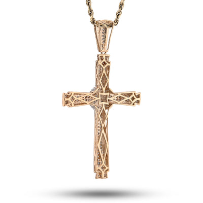 10K Yellow Gold 1.75CT Natural Diamond Cross Religious Charm Men Women Pendant 2.4" - Elite Jewelers - Charms & Pendants