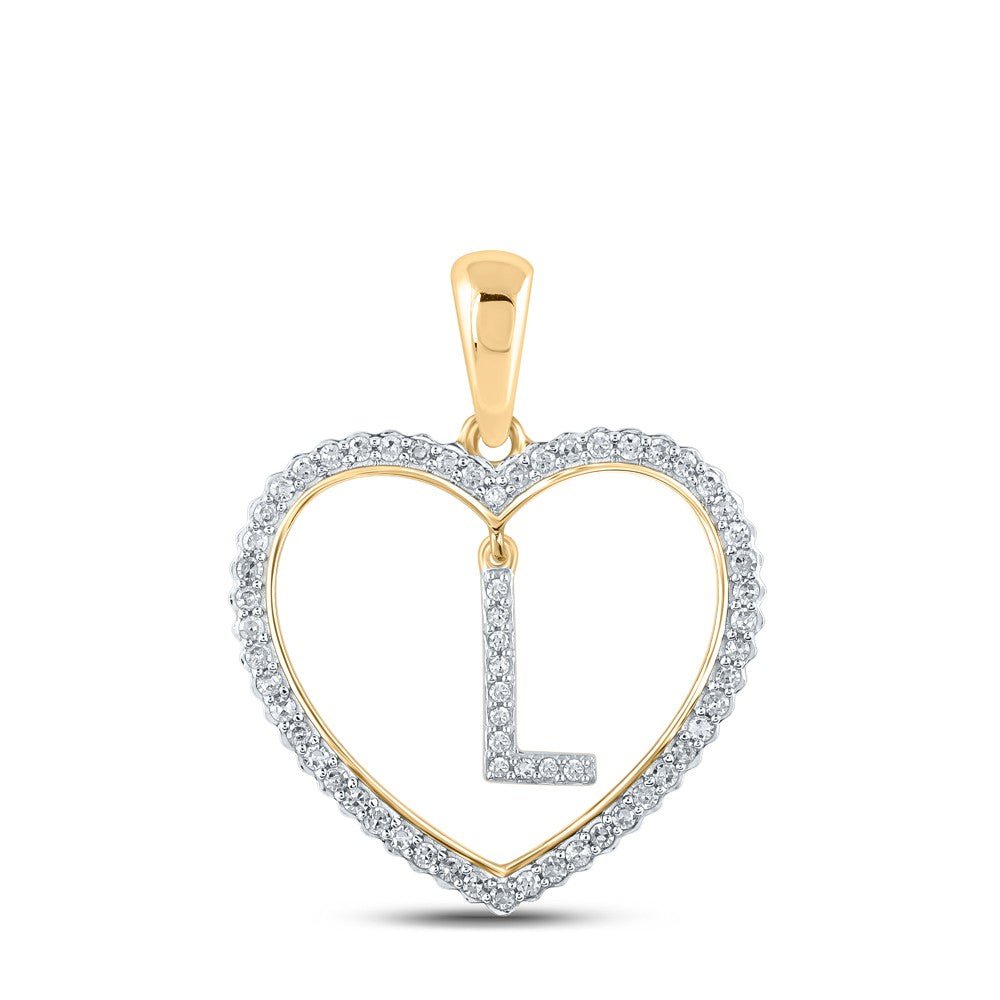 10k Yellow Gold 1.75g 0.24CTW Natural Diamond Initial "L" Pendant Heart Charm - Elite Jewelers - Charms & Pendants