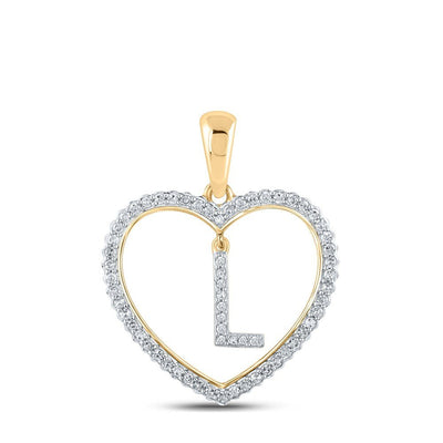 10k Yellow Gold 1.75g 0.24CTW Natural Diamond Initial "L" Pendant Heart Charm - Elite Jewelers - Charms & Pendants