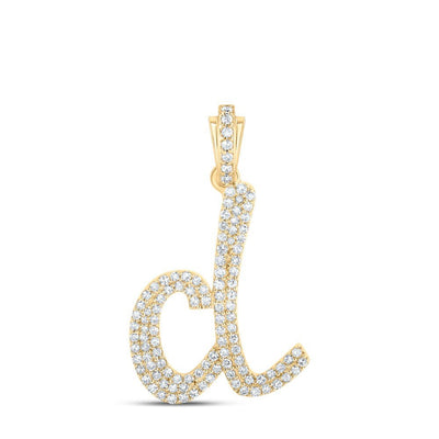 10k Yellow Gold 1.75gms 0.47CTW Natural Diamond Initial "D" Letter Pendant Charm - Elite Jewelers - Charms & Pendants