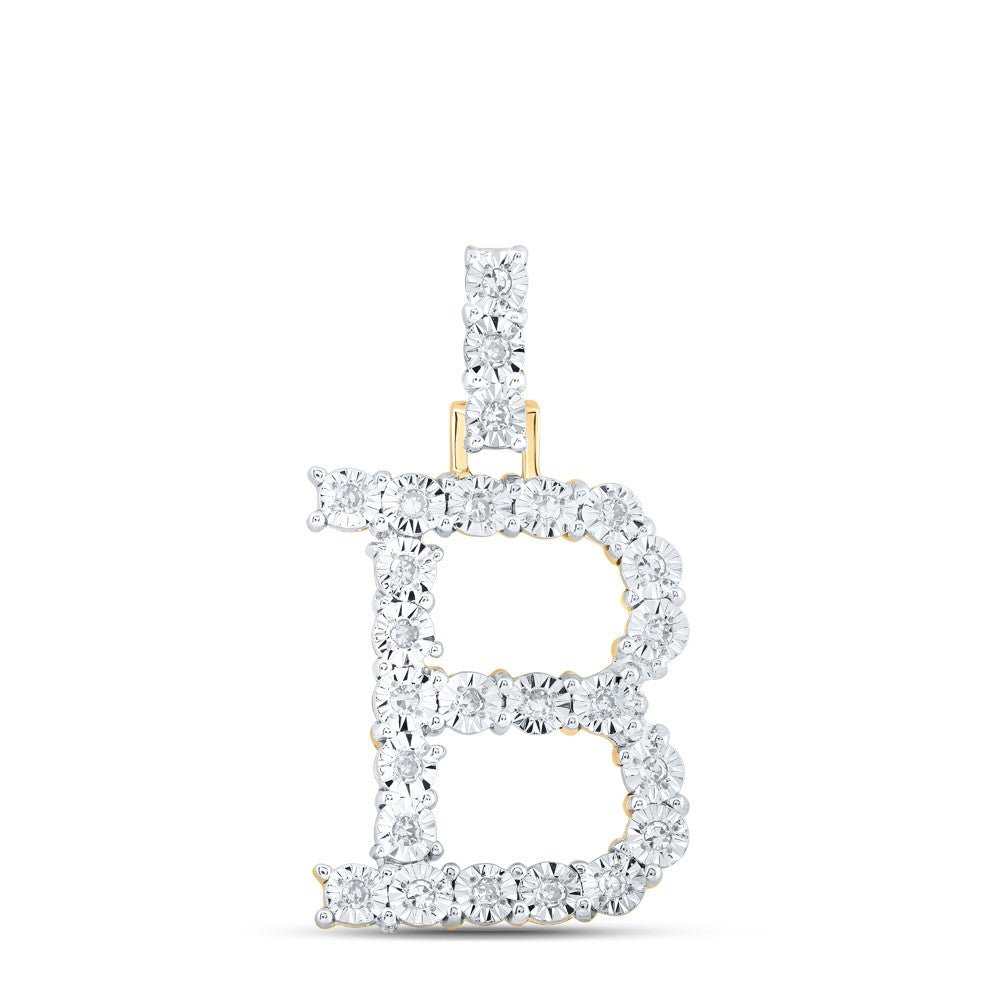 10k Yellow Gold 1.77gms 0.14CTW Natural Diamond Initial "B" Letter Pendant Charm - Elite Jewelers - Charms & Pendants