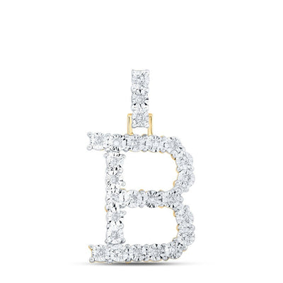 10k Yellow Gold 1.77gms 0.14CTW Natural Diamond Initial "B" Letter Pendant Charm - Elite Jewelers - Charms & Pendants