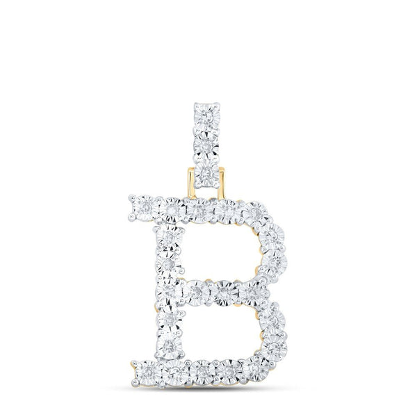 10k Yellow Gold 1.77gms 0.14CTW Natural Diamond Initial "B" Letter Pendant Charm - Elite Jewelers - Charms & Pendants