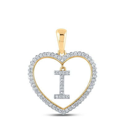 10k Yellow Gold 1.79g 0.23CTW Natural Diamond Initial "I" Pendant Heart Charm - Elite Jewelers - Charms & Pendants