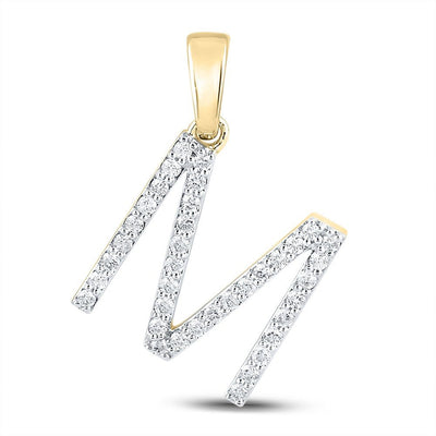10k Yellow Gold 1.7g 0.28CTW Natural Diamond Initial "M" Pendant Alphabet Charm - Elite Jewelers - Charms & Pendants