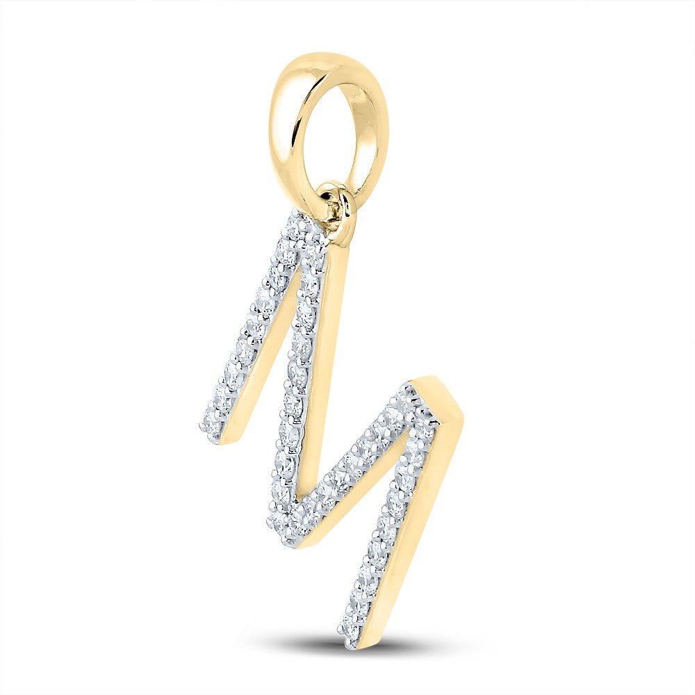 10k Yellow Gold 1.7g 0.28CTW Natural Diamond Initial "M" Pendant Alphabet Charm - Elite Jewelers - Charms & Pendants