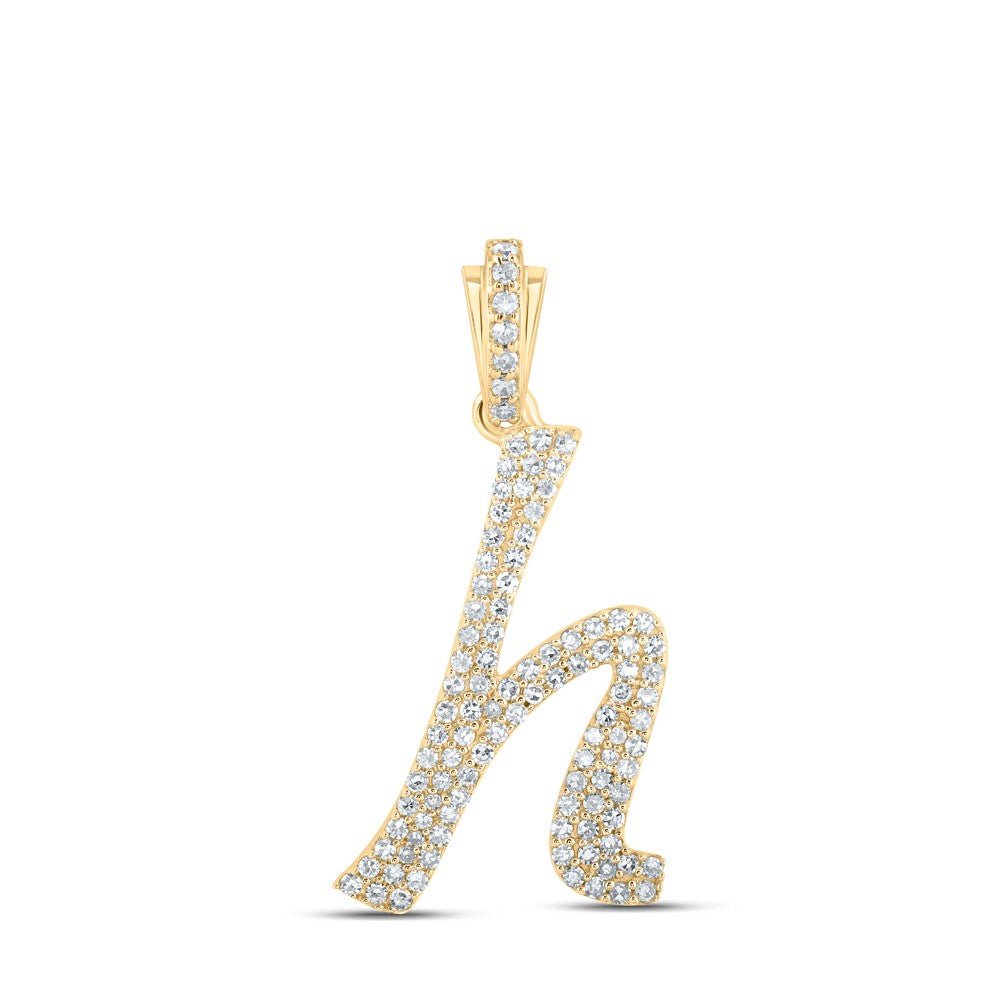 10k Yellow Gold 1.7g 0.43CTW Natural Diamond Initial "H" Pendant Alphabet Charm - Elite Jewelers - Charms & Pendants