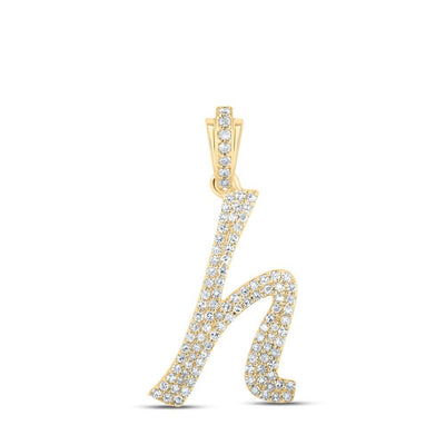10k Yellow Gold 1.7g 0.43CTW Natural Diamond Initial "H" Pendant Alphabet Charm - Elite Jewelers - Charms & Pendants