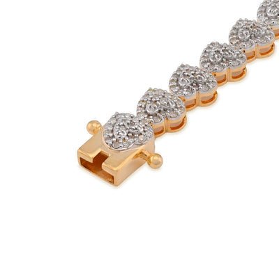 10K Yellow Gold 1.80CT Heart Link 7" Natural Diamond Women Bracelet - Elite Jewelers - Bracelets