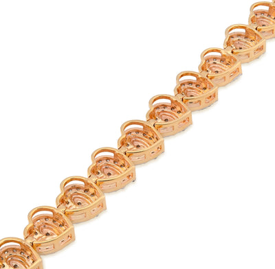 10K Yellow Gold 1.80CT Heart Link 7" Natural Diamond Women Bracelet - Elite Jewelers - Bracelets
