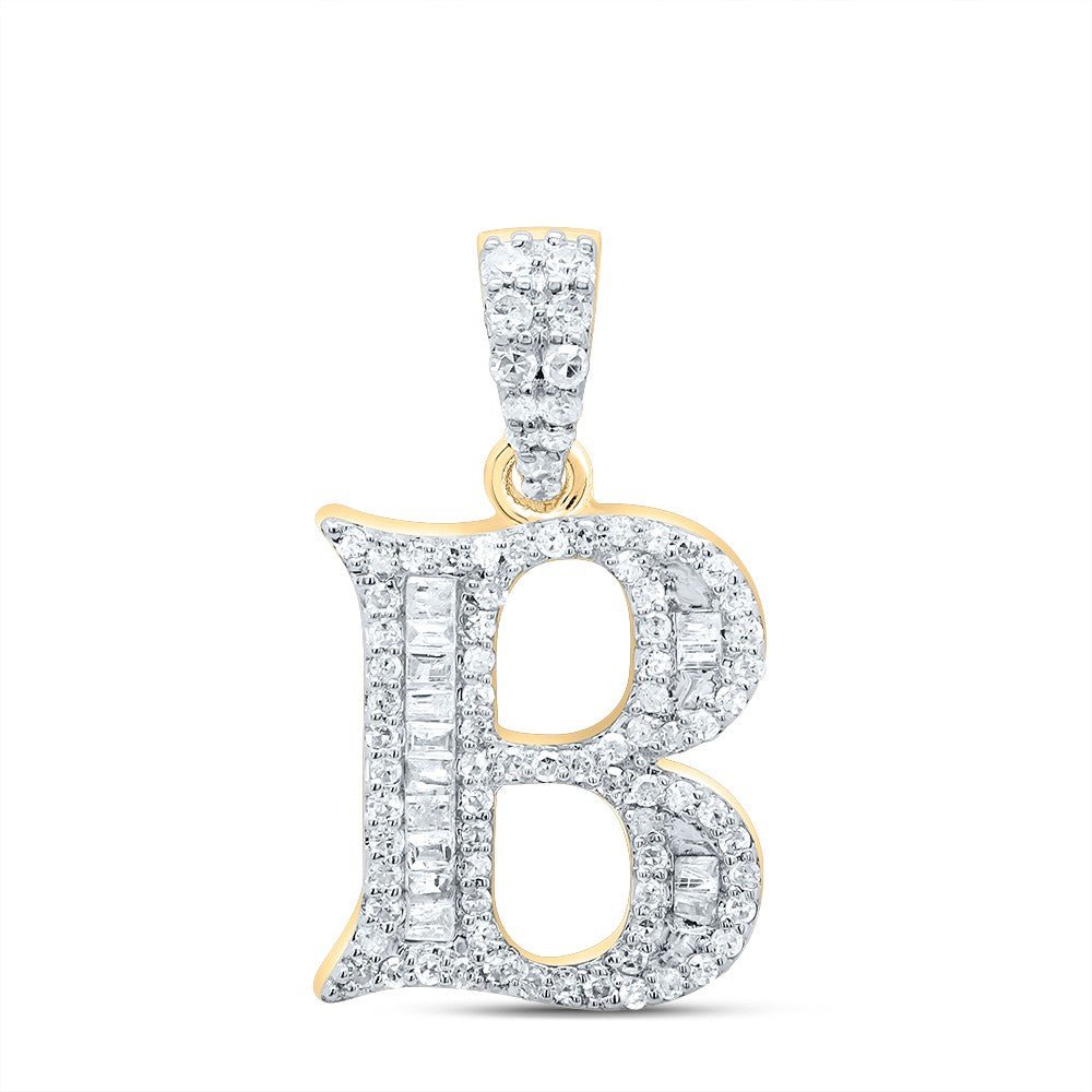 10k Yellow Gold 1.81g 0.3CTW Natural Diamond Initial "B" Pendant Baguette Charm - Elite Jewelers - Charms & Pendants