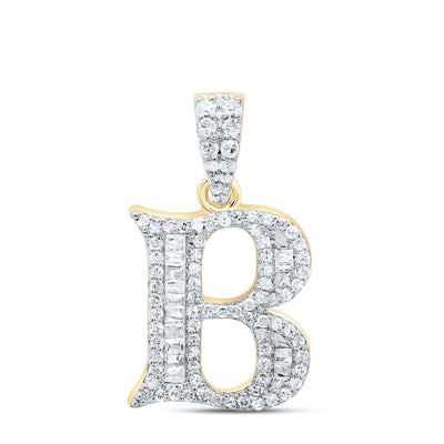 10k Yellow Gold 1.81g 0.3CTW Natural Diamond Initial "B" Pendant Baguette Charm - Elite Jewelers - Charms & Pendants