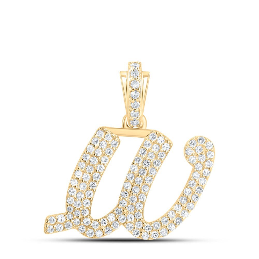 10k Yellow Gold 1.82g 0.46CTW Natural Diamond Initial "W" Pendant Alphabet Charm - Elite Jewelers - Charms & Pendants