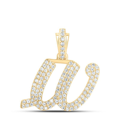 10k Yellow Gold 1.82g 0.46CTW Natural Diamond Initial "W" Pendant Alphabet Charm - Elite Jewelers - Charms & Pendants