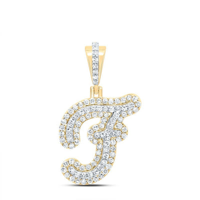 10k Yellow Gold 1.82gms 0.41CTW Natural Diamond Initial "F" Letter Pendant Charm - Elite Jewelers - Charms & Pendants