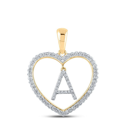 10k Yellow Gold 1.85g 0.26CTW Natural Diamond Initial "A" Pendant Heart Charm - Elite Jewelers - Charms & Pendants