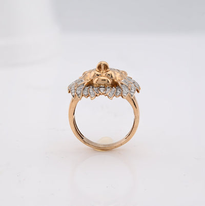 10K Yellow Gold 1.87CT Natural Diamond Lion Head Men Pinky Ring - Elite Jewelers - Rings