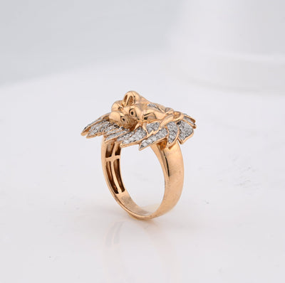 10K Yellow Gold 1.87CT Natural Diamond Lion Head Men Pinky Ring - Elite Jewelers - Rings