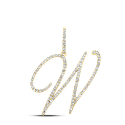10k Yellow Gold 1.87g 0.68CTW Natural Diamond Initial "W" Pendant Alphabet Charm - Elite Jewelers - Charms & Pendants