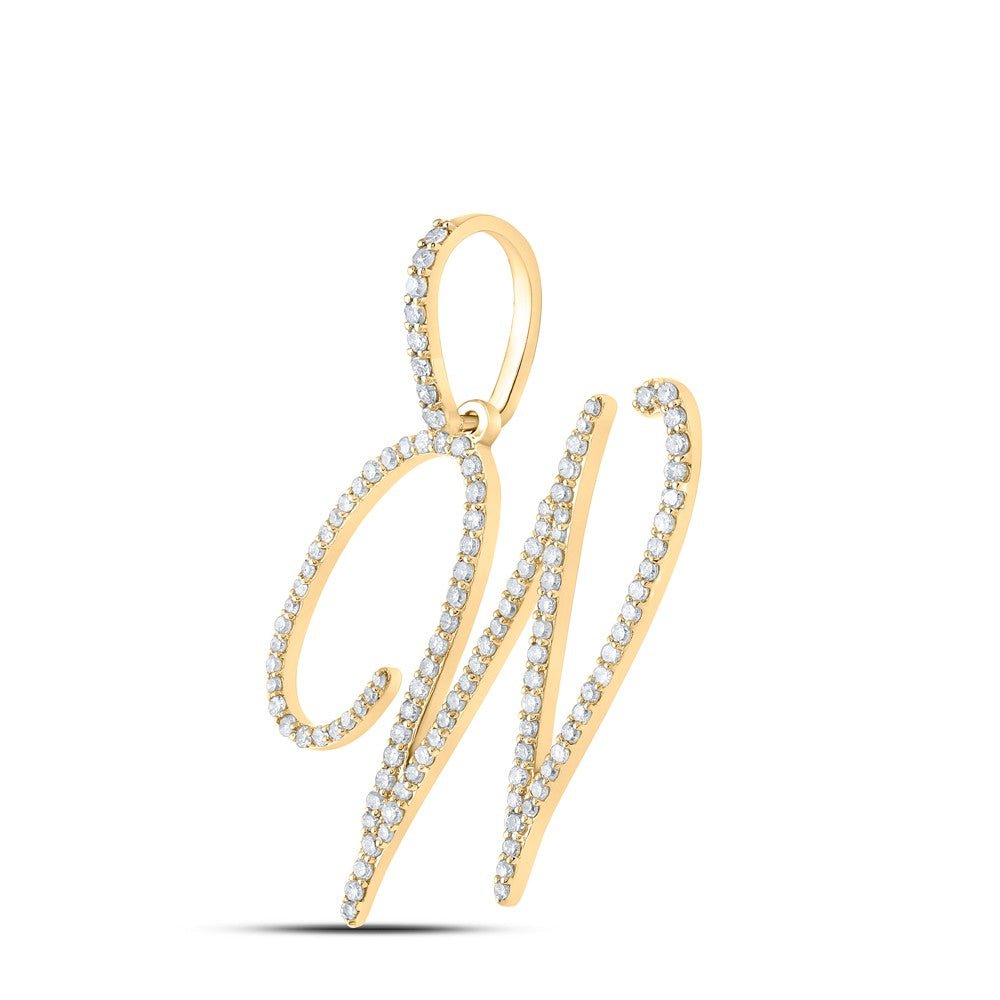 10k Yellow Gold 1.87g 0.68CTW Natural Diamond Initial "W" Pendant Alphabet Charm - Elite Jewelers - Charms & Pendants