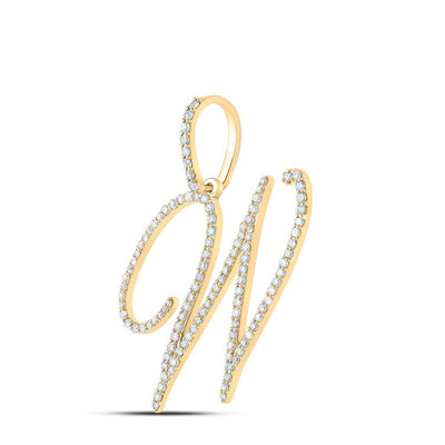 10k Yellow Gold 1.87g 0.68CTW Natural Diamond Initial "W" Pendant Alphabet Charm - Elite Jewelers - Charms & Pendants