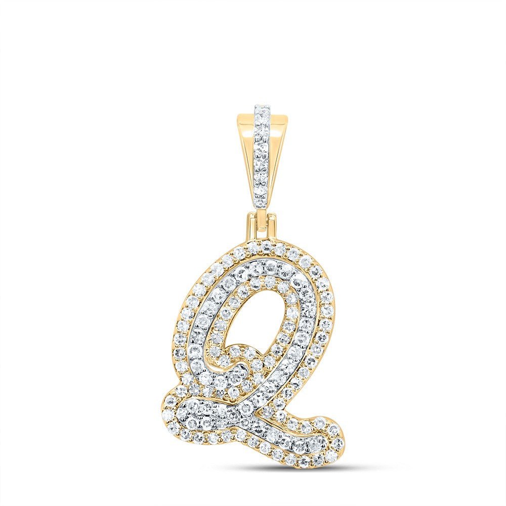 10k Yellow Gold 1.87gms 0.4CTW Natural Diamond Initial "Q" Letter Pendant Charm - Elite Jewelers - Charms & Pendants