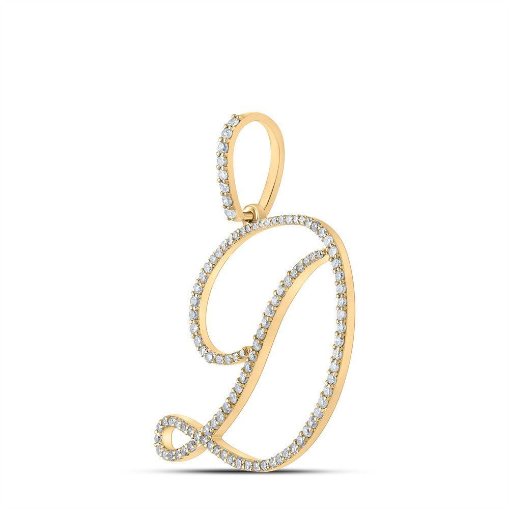 10k Yellow Gold 1.88g 0.6CTW Natural Diamond Initial "D" Pendant Alphabet Charm - Elite Jewelers - Charms & Pendants