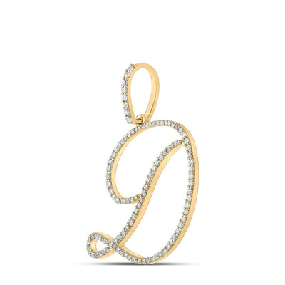 10k Yellow Gold 1.88g 0.6CTW Natural Diamond Initial "D" Pendant Alphabet Charm - Elite Jewelers - Charms & Pendants
