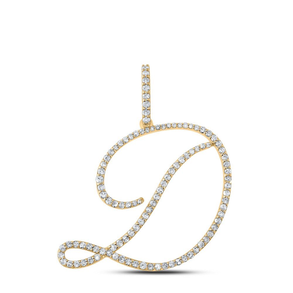 10k Yellow Gold 1.88g 0.6CTW Natural Diamond Initial "D" Pendant Alphabet Charm - Elite Jewelers - Charms & Pendants