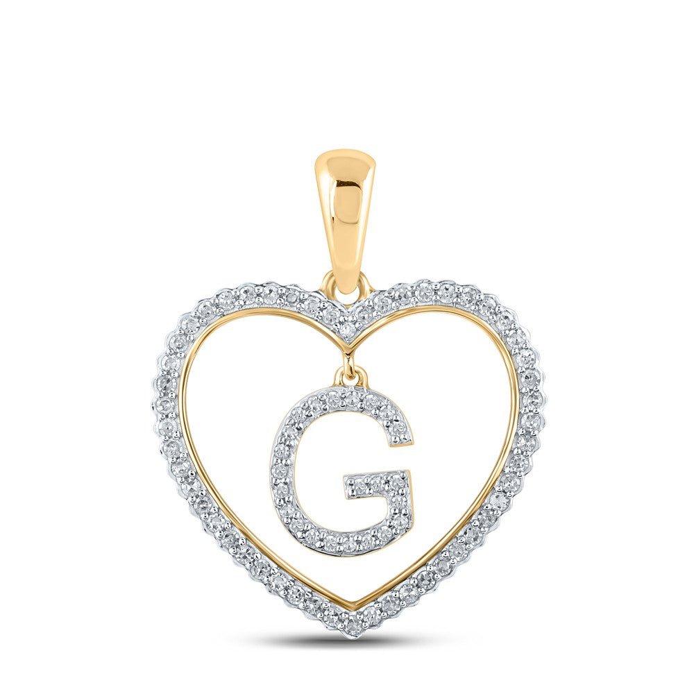 10k Yellow Gold 1.89g 0.26CTW Natural Diamond Initial "G" Pendant Heart Charm - Elite Jewelers - Charms & Pendants
