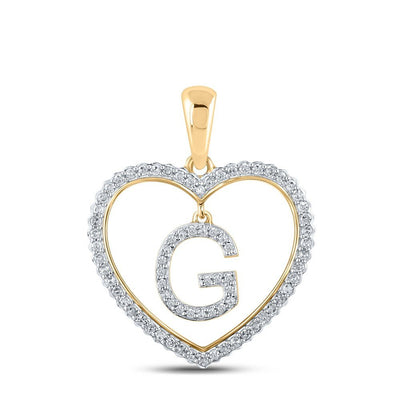 10k Yellow Gold 1.89g 0.26CTW Natural Diamond Initial "G" Pendant Heart Charm - Elite Jewelers - Charms & Pendants