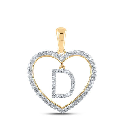 10k Yellow Gold 1.89g 0.27CTW Natural Diamond Initial "D" Pendant Heart Charm - Elite Jewelers - Charms & Pendants