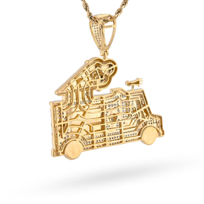 10K Yellow Gold 1.8CT Natural Diamond "Ice Cream" Truck Men Charm 16g Pendant - Elite Jewelers - Charms & Pendants