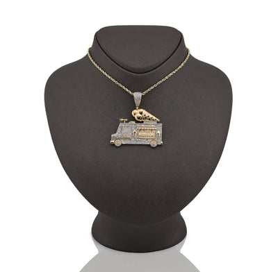 10K Yellow Gold 1.8CT Natural Diamond "Ice Cream" Truck Men Charm 16g Pendant - Elite Jewelers - Charms & Pendants
