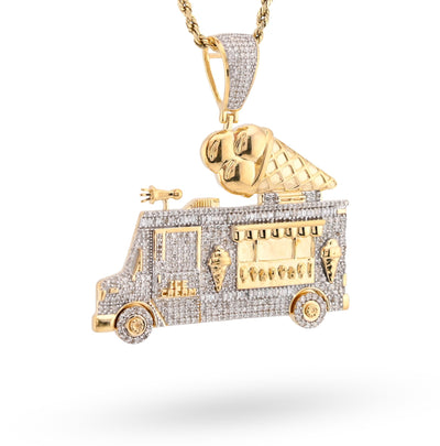 10K Yellow Gold 1.8CT Natural Diamond "Ice Cream" Truck Men Charm 16g Pendant - Elite Jewelers - Charms & Pendants