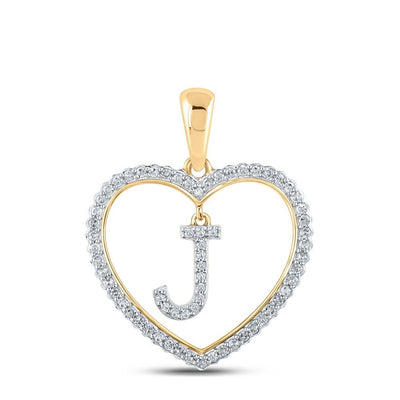 10k Yellow Gold 1.8g 0.23CTW Natural Diamond Initial "J" Pendant Heart Charm - Elite Jewelers - Charms & Pendants