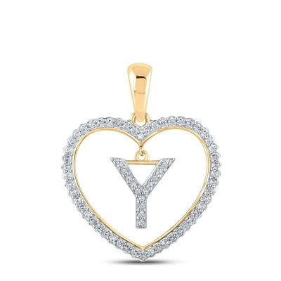 10k Yellow Gold 1.8g 0.23CTW Natural Diamond Initial "Y" Pendant Heart Charm - Elite Jewelers - Charms & Pendants