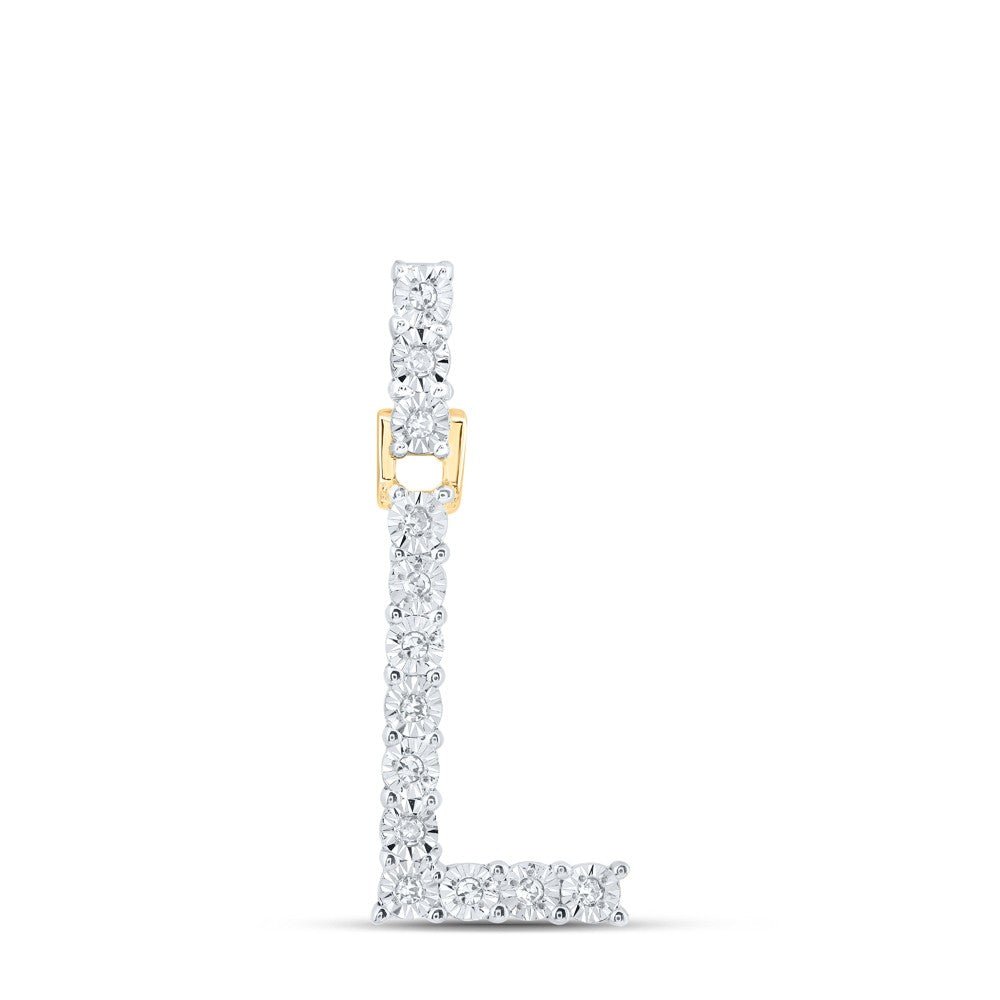 10k Yellow Gold 1.8gms 0.07CTW Natural Diamond Initial "L" Letter Pendant Charm - Elite Jewelers - Charms & Pendants