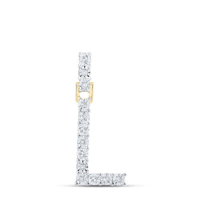 10k Yellow Gold 1.8gms 0.07CTW Natural Diamond Initial "L" Letter Pendant Charm - Elite Jewelers - Charms & Pendants