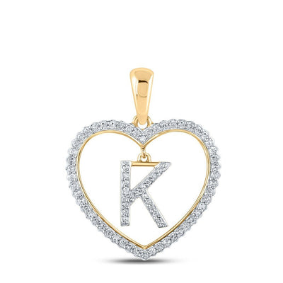 10k Yellow Gold 1.91g 0.25CTW Natural Diamond Initial "K" Pendant Heart Charm - Elite Jewelers - Charms & Pendants