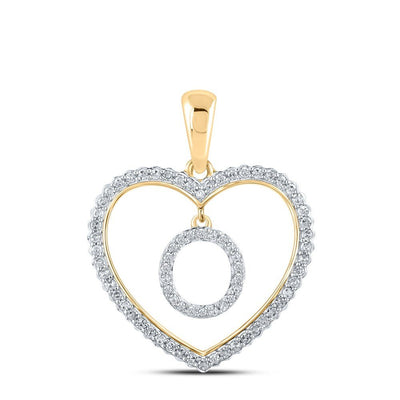 10k Yellow Gold 1.91g 0.25CTW Natural Diamond Initial "O" Pendant Heart Charm - Elite Jewelers - Charms & Pendants