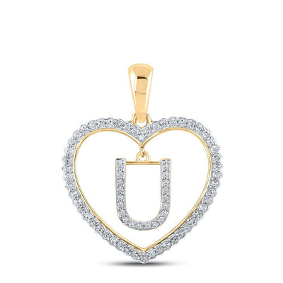 10k Yellow Gold 1.91g 0.25CTW Natural Diamond Initial "U" Pendant Heart Charm - Elite Jewelers - Charms & Pendants