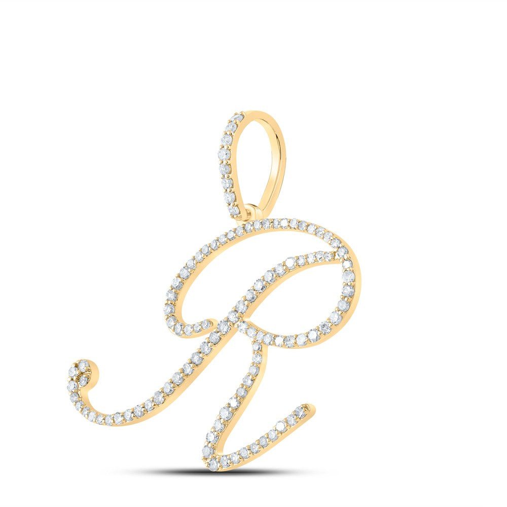 10k Yellow Gold 1.93g 0.61CTW Natural Diamond Initial "R" Pendant Alphabet Charm - Elite Jewelers - Charms & Pendants
